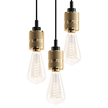 Industrial Brass Edison Pendant Light 3D model image 1 