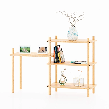 Modular Wood Shelf - Space-Saving Storage 3D model image 1 