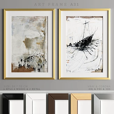 Modern Art Frame A31: 2-in-1, Premium Materials 3D model image 1 