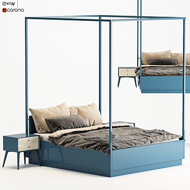 Luxury Zanotta Fabric Bed 3D model image 1 