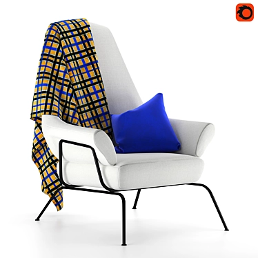 Elegant Four-Legged Armchair 3D model image 1 