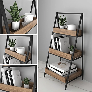  Metal & Wood 3-Tier Decor Stand 3D model image 1 