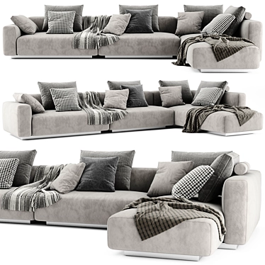 Flexform Lario Chaise Longue Sofa: Stylish and Spacious 3D model image 1 
