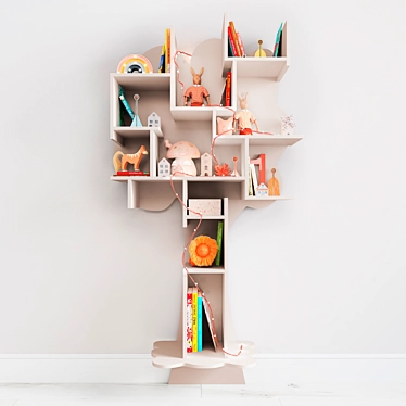 Tree-shaped Nursery Shelf: Space-saving Organizer 3D model image 1 