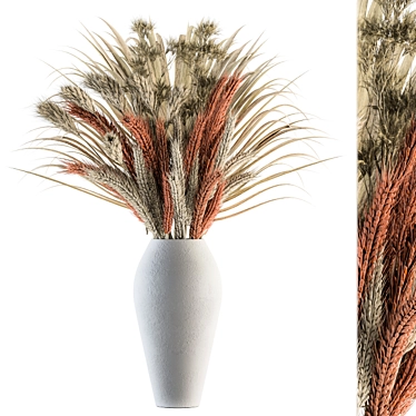 Rustic Dry Wheat & Palm Branch 3D model image 1 