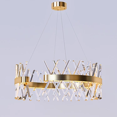 Divinare Corona: Sophisticated Steel and Crystal Lighting 3D model image 1 