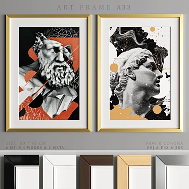 Elegant Art Frame A33 - 2 Styles 3D model image 1 