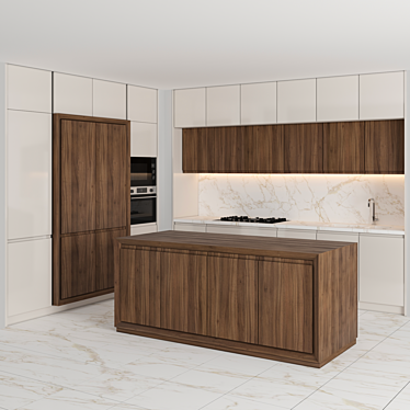 Modern Island Kitchen - High-Quality 3D Model 3D model image 1 