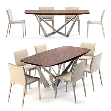 Elegant Cattelan Tavoli Table Set 3D model image 1 