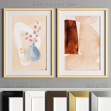 Elegant Art Frames with Multiple Materials 3D model image 1 