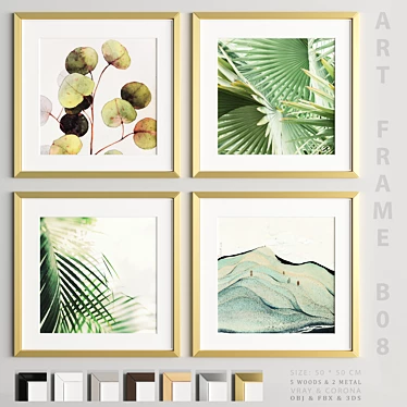 Modern Art Frame Set B08 - Variety of Materials & Export Options 3D model image 1 