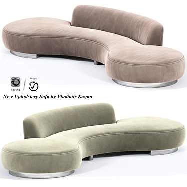 Modern Upholstery Sofa by Kagan: Sleek Design & Premium Comfort 3D model image 1 