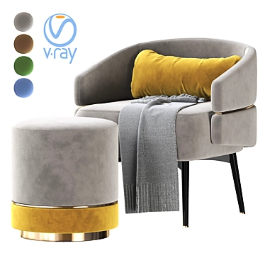 Frato Cario Armchair Parma Stool: Modern Comfort in Style 3D model image 1 