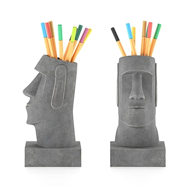 Elegant Moai Desk Organizer 3D model image 1 