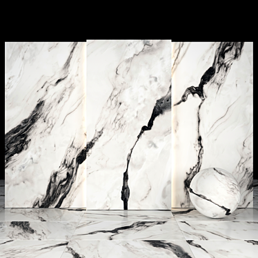 Elegant Royal Black Marble Slabs 3D model image 1 