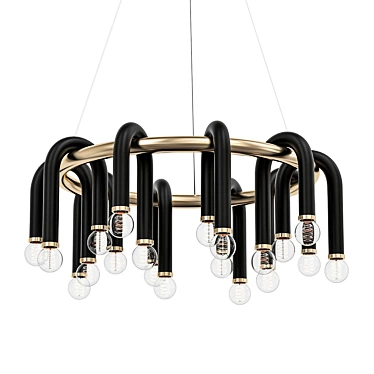 Elegant Whit Chandelier: Classic Design, Adjustable Height 3D model image 1 