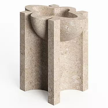 Minimalist French Limestone Atlas Vase 3D model image 1 