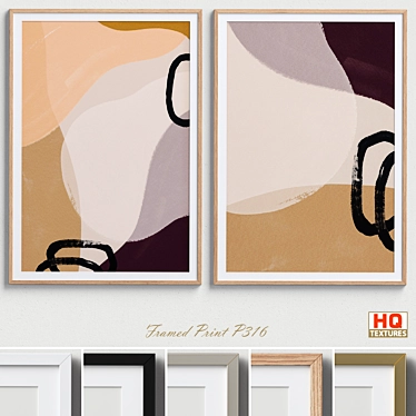 Neutral Minimalist Abstract Framed Prints 3D model image 1 