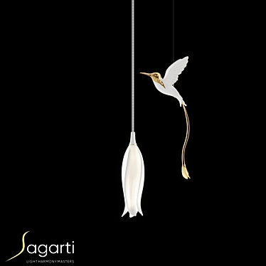 Sagarti Alba: Single Lamp with Hanging Decor 3D model image 1 