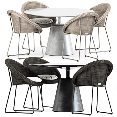 Sleek Rock Table & GiGi II Chair Set 3D model image 1 