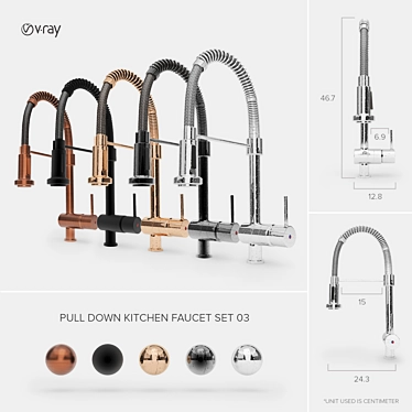 Sleek Pull-Down Kitchen Faucet 3D model image 1 