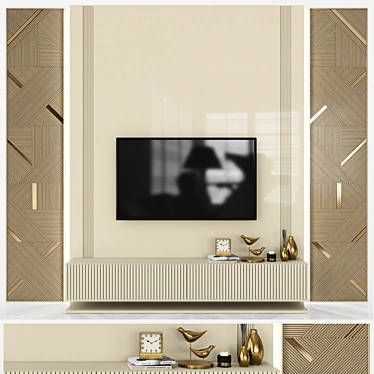 Modern TV Wall Set with 55" TV 3D model image 1 