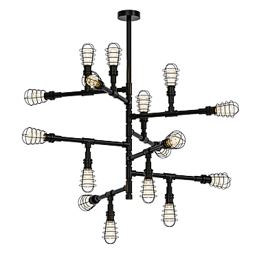 Industrial Conduit Chandelier 3D model image 1 