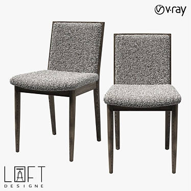 Modern Wooden Chair with Fabric Upholstery 3D model image 1 