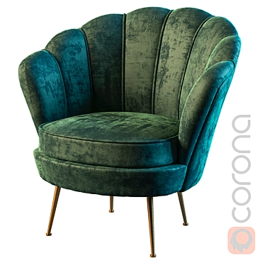 Velvet Green Garda Decor Armchair 3D model image 1 