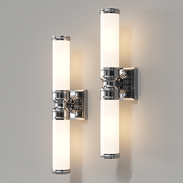 Feiss Payne2 Bath: Contemporary Chrome & Glass Bathroom Sconce 3D model image 1 