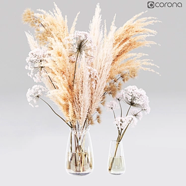 Elegant Dry Flower Arrangement 3D model image 1 