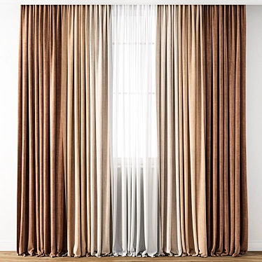 Elegant Curtain Model with Textures 3D model image 1 
