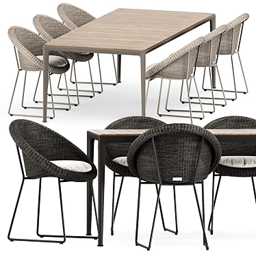 Sleek Outdoor Combo: Gigi II Armchair & Mirto Outdoor Table 3D model image 1 