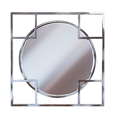 Chic Square Chrome Decor Mirror 3D model image 1 