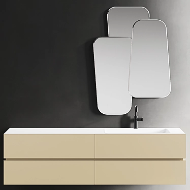 Edone Vanity Set with Integrated Sink - NIK 006 3D model image 1 