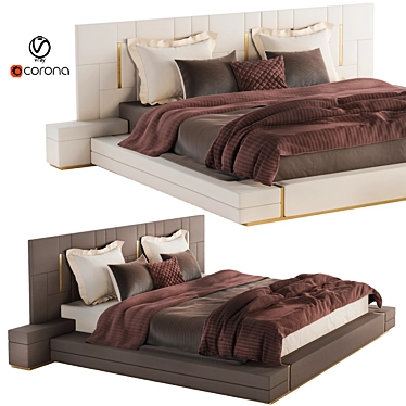 Sleek Touch Stainless Steel Bed 3D model image 1 