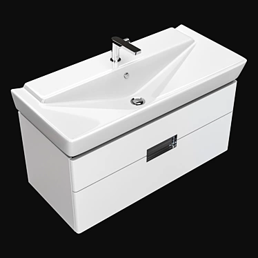 Jacob Delafon Reve 100cm: Wall-Hung Washbasin with Vanity Unit 3D model image 1 