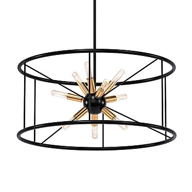 Elegant Black 9-Light Pendant 3D model image 1 