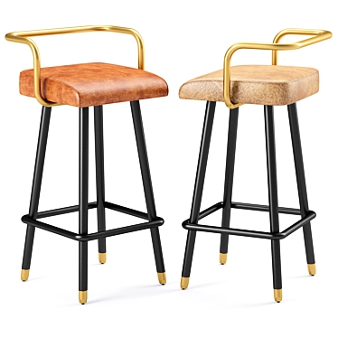 Modern Armrest-B Barstool: Stylish and Comfortable 3D model image 1 