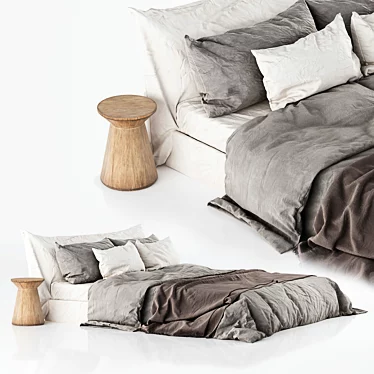Luxury Linen Bedding Set - Enhanced Comfort 3D model image 1 