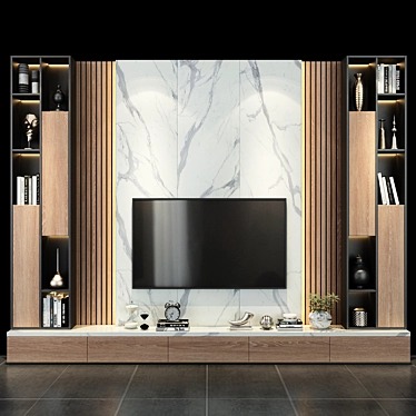 Modern TV Wall Set 0170 3D model image 1 