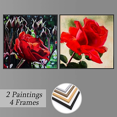 Modern Art Set: 2 Wall Paintings & 4 Frame Options 3D model image 1 