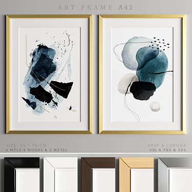 Modern Art Frame A42: 2 Frames, 6 Materials, 50 * 70 cm 3D model image 1 