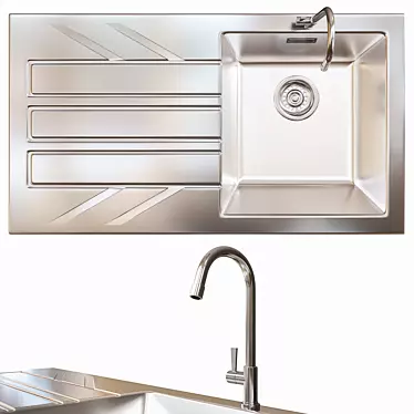 Sleek Stainless Steel Kitchen Sink 3D model image 1 