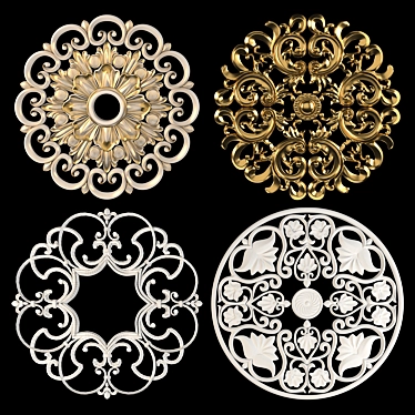 Elegant Decorative Wall Rosettes 3D model image 1 