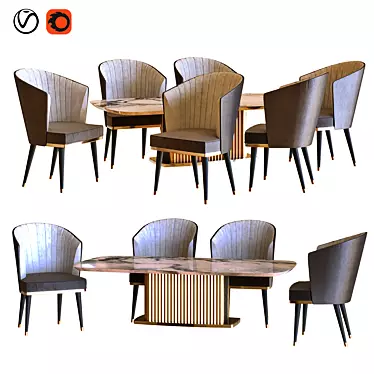 Elegant Chair Table Set 3D model image 1 