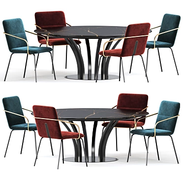 Elegant Honore Table Chair 3D model image 1 