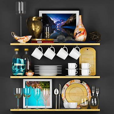 3D Kitchen Accessories Set 3D model image 1 