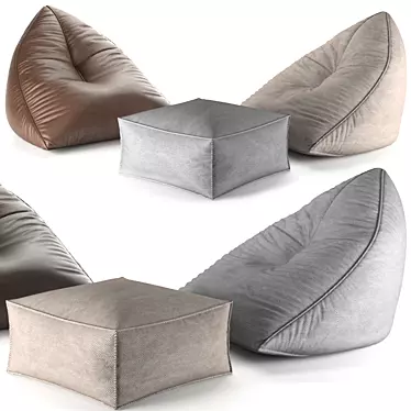 Sail Taupe Pouf: Relaxed Seating 3D model image 1 