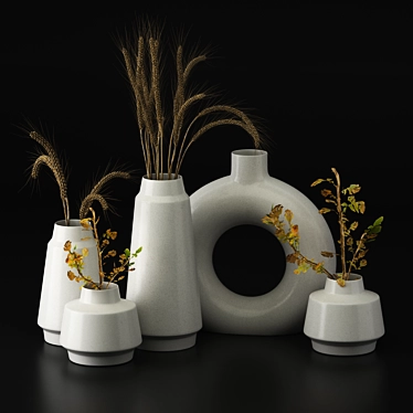 Sleek Ceramic Vases Set 3D model image 1 